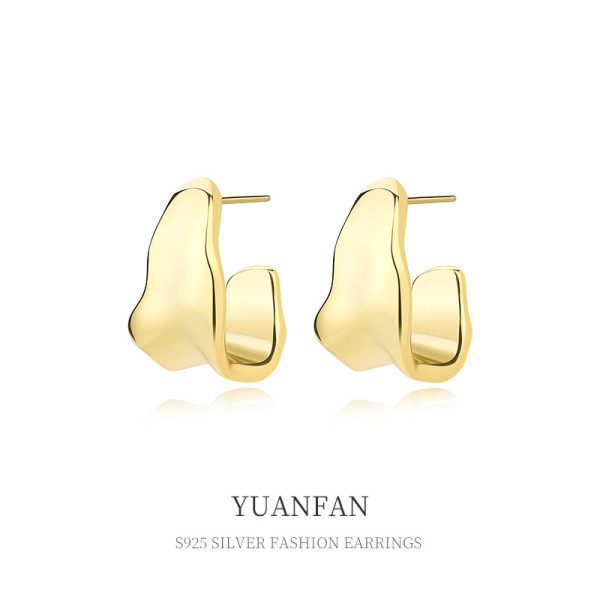 A35662 925 sterling silverins small unique irregular earrings
