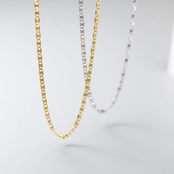 A39801 s925 sterling silver simple design chain bar necklace