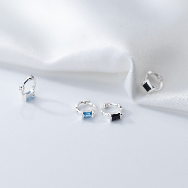 A34905 s925 sterling silver square rhinestone simple cute geometric earrings