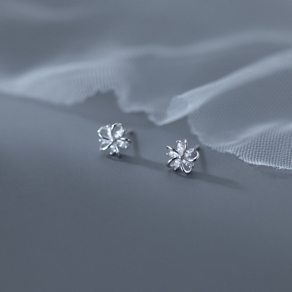 A33741 s925 sterling silver simple trendy rhinestone sweet earrings
