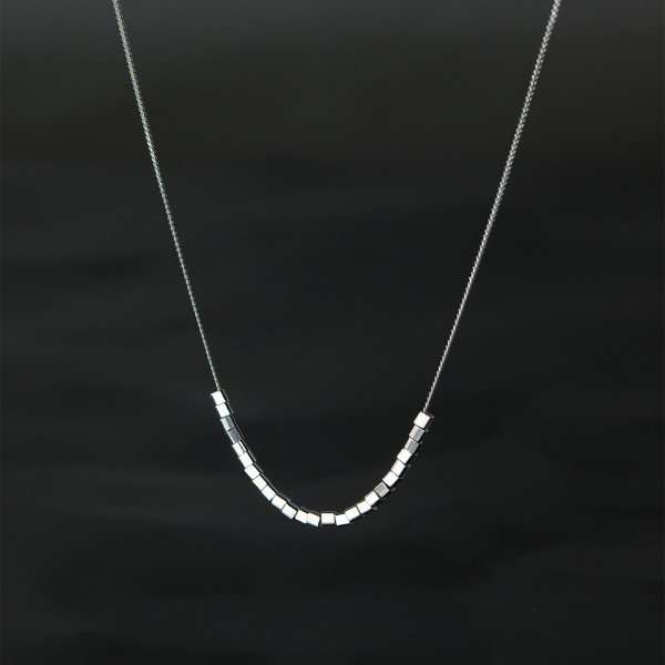 A36768 s925 sterling silver geometric square simple necklace