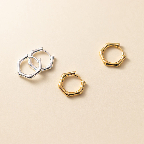 A34819 s925 sterling silver geometric simple trendy flower hexago earrings