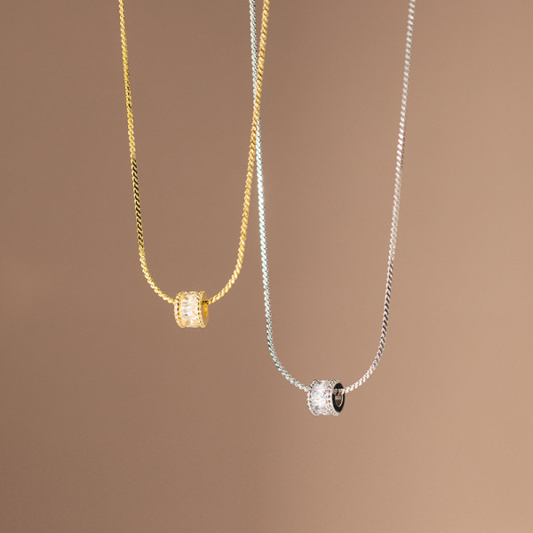 A35241 s925 sterling silver simple fashion sparkling necklace