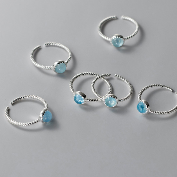 A43751 s925 sterling silver trendy sweet twist adjustable ring
