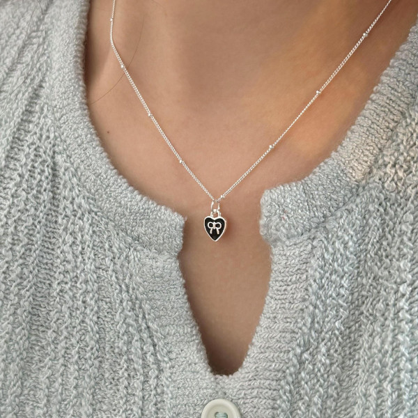 A42750 sterling silver heart simple elegant necklace
