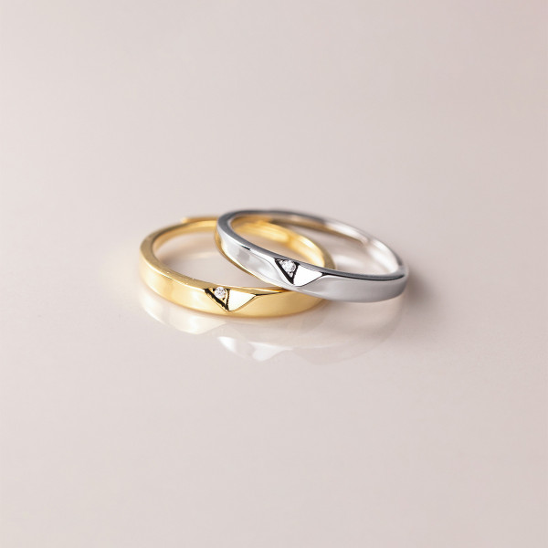A45352 s925 silver rhinestone elegant cute triangle sweet ring