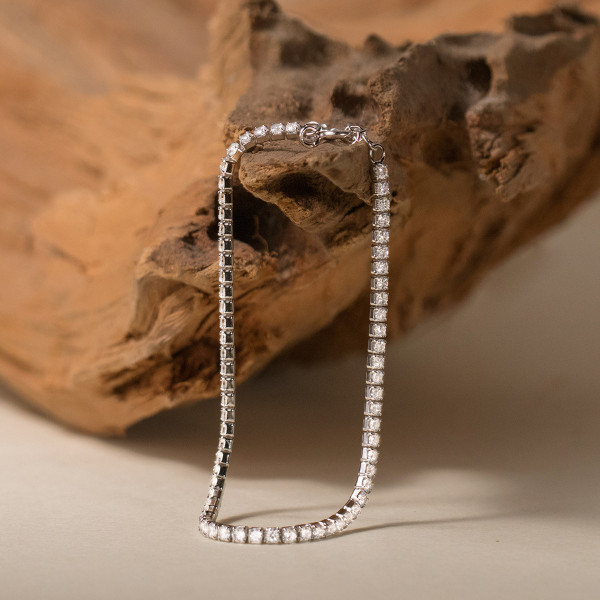 A41659 s925 silver rhinestone square charm elegant bracelet