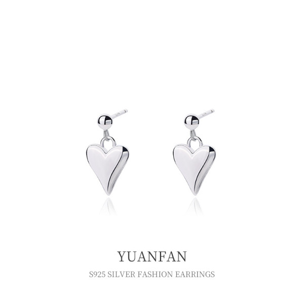 A37543 sterling silver elegant heart stud simple unique earrings