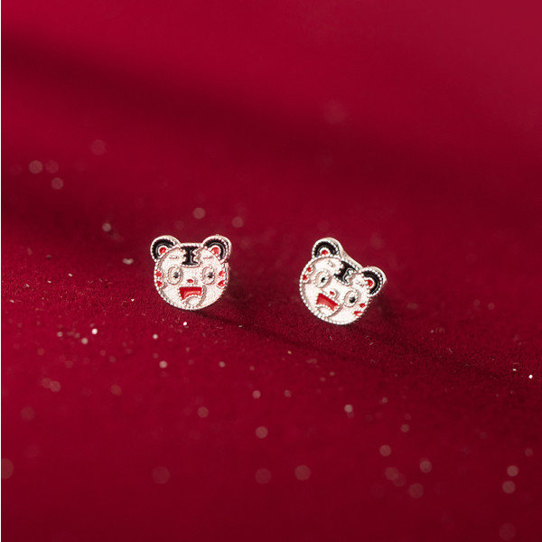 A35841 s925 sterling silver chic simple trendy smilingface sweet earrings