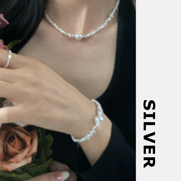 A38321 s925 sterling silver charm necklace bracelet