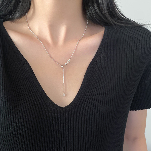 A46362 s925 silver simple heart necklace