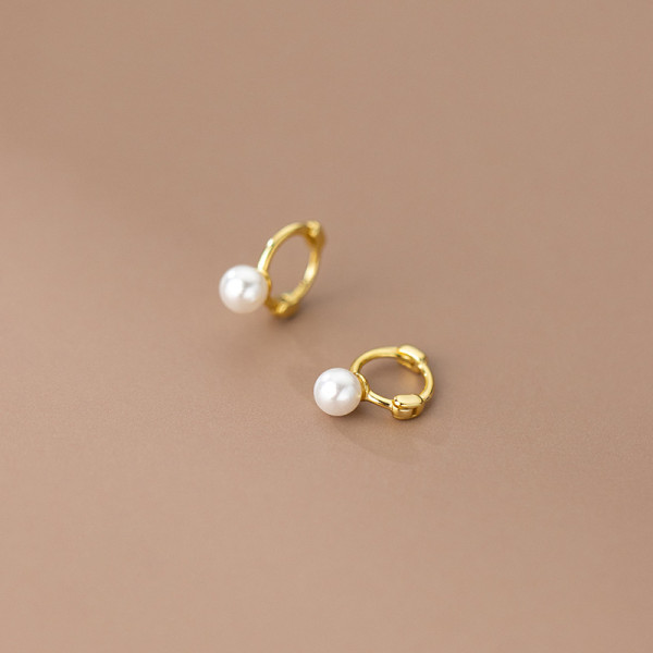 A40649 s925 silver simple artificial pearl elegant cute earrings