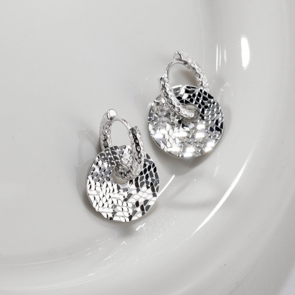 A46291 s925 sterling silver simple plate circle ear buckle