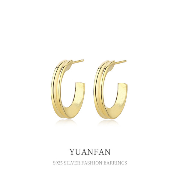 A35678 S952 sterling silver chic simpleC earrings
