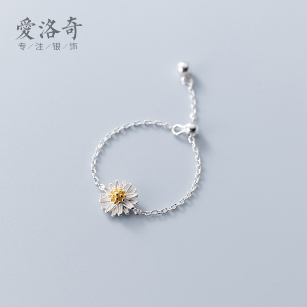 A43324 s925 silver sweet trendy daisy chain bar ring