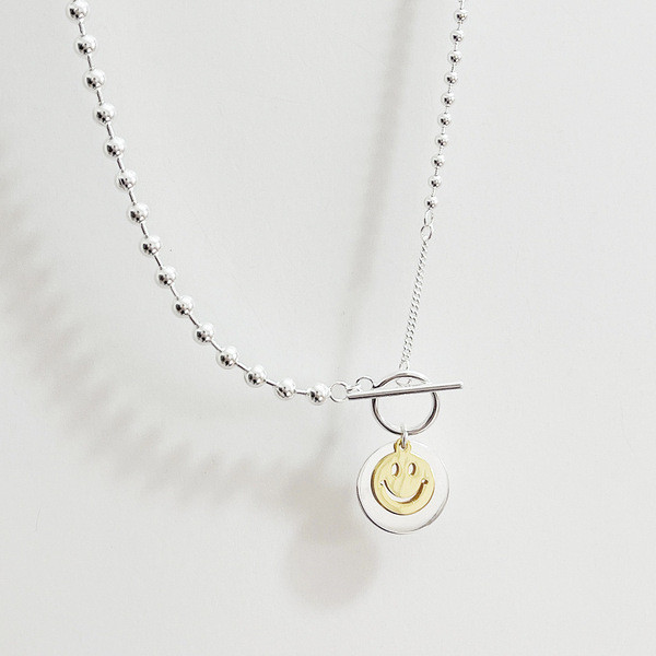 A32894 925 sterling silver smilingfaceTO necklace