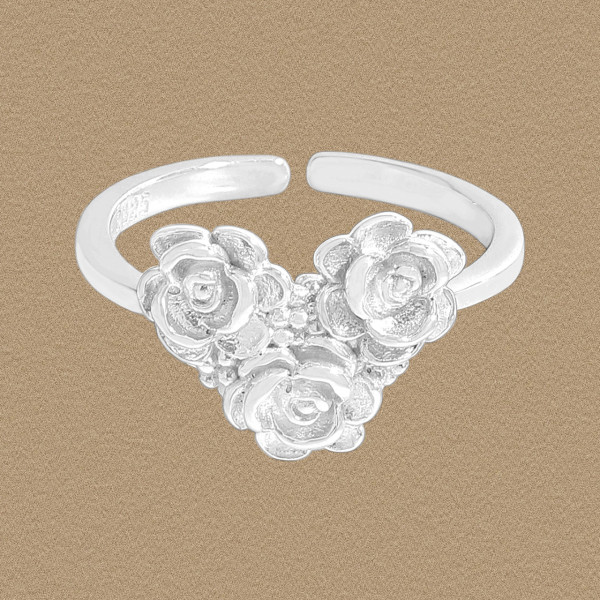 A45476 heartshape sterling silver s925 adjustable ring