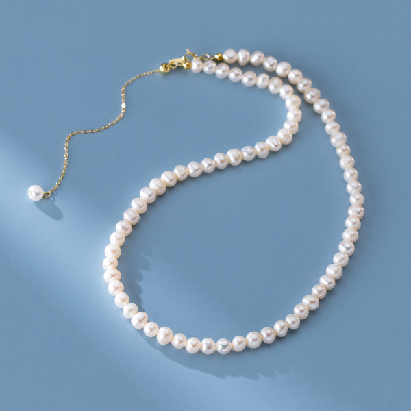 A41718 s925 sterling silver simple pearl elegant necklace