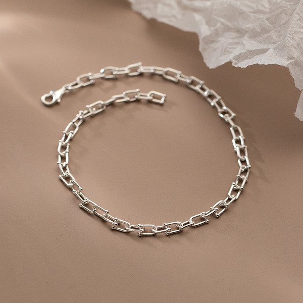 A34281 s925 sterling silver chic simpleD anklet unique trendy bracelet
