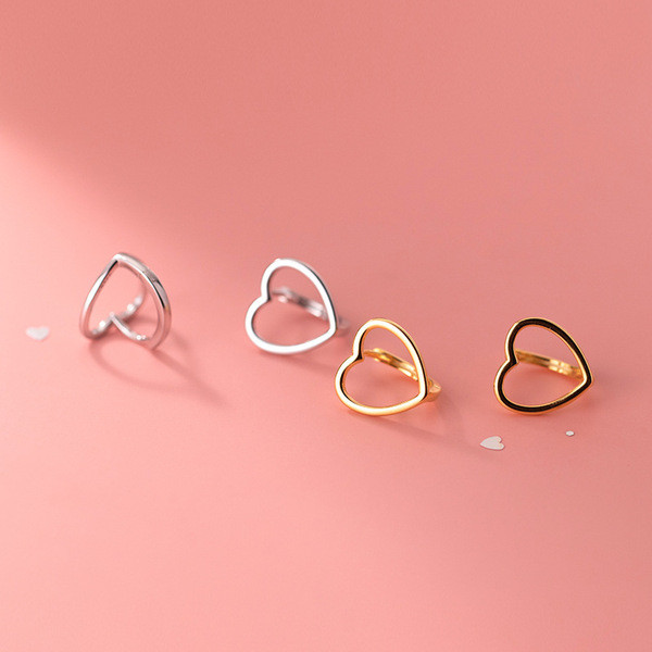 A33157 s925 sterling silver fashion chic heart simple unique hollowed earrings