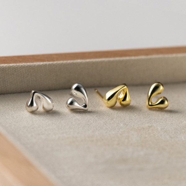 A43794 s925 sterling silver heart stud trendy elegant earrings