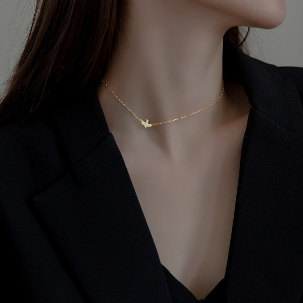 A35300 s925 sterling silver chic simple trendy bird sweet necklace