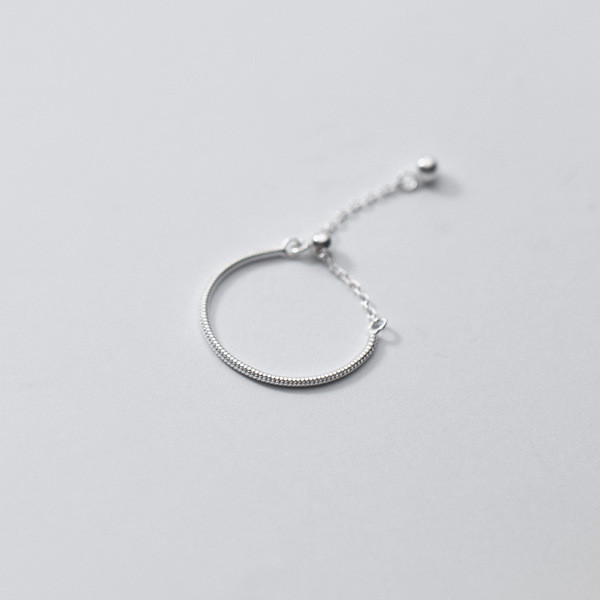 A34343 s925 sterling silver snakechain adjustable chain ring