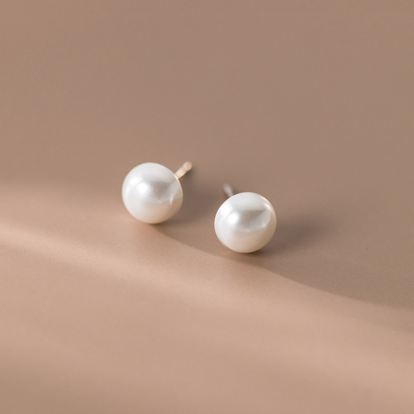 A41112 s925 sterling silver artificial pearl stud elegant earrings