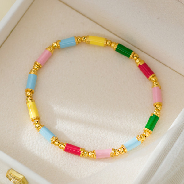 A45558 s925 silver trendy sweet colorful charm bracelet