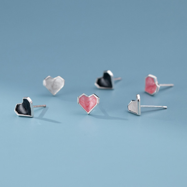 A40202 s925 sterling silver heart stud grade sweet elegant earrings