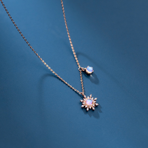 A34093 s925 sterling silver glass necklace