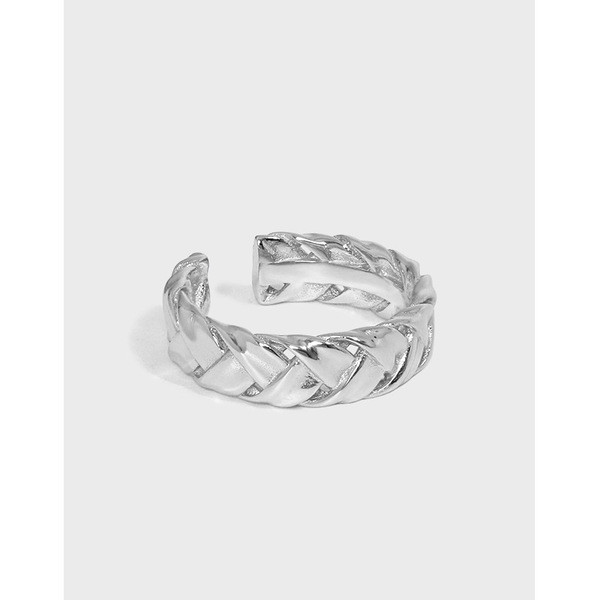 A31842 minimalist thick twist braided quality s925 sterling silver adjustable ring