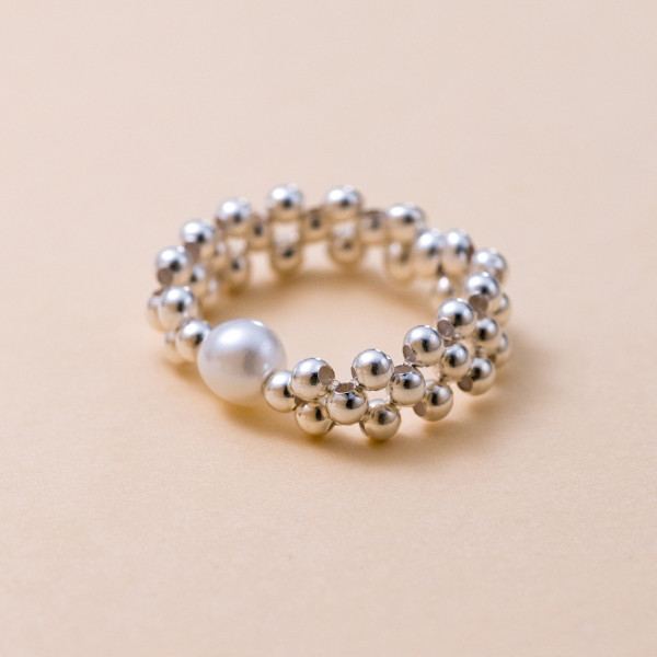 A40923 s925 sterling silver trendy artificial pearl design ring