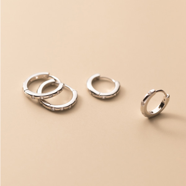 A36627 s925 sterling silver circle rhinestone fashion chic geometric earrings
