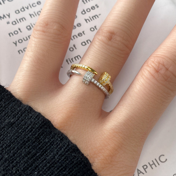 A43254 s925 sterling silver rhinestone circle fashion ring