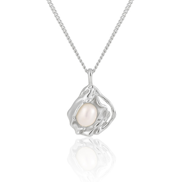 A42583 unique elegant pearl shell design s925 sterling silver necklace