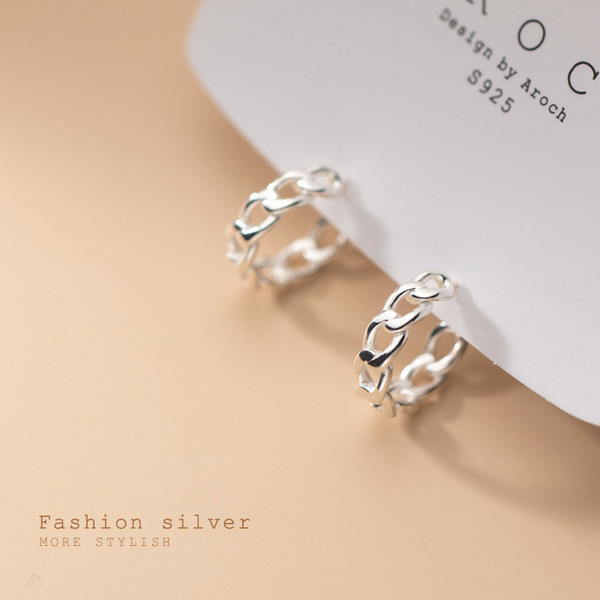 A32321 s925 sterling silver geometric unique chain earrings
