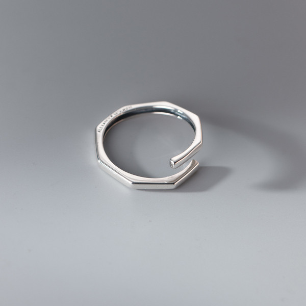 A37869 s925 sterling silver thai initial adjustable ring