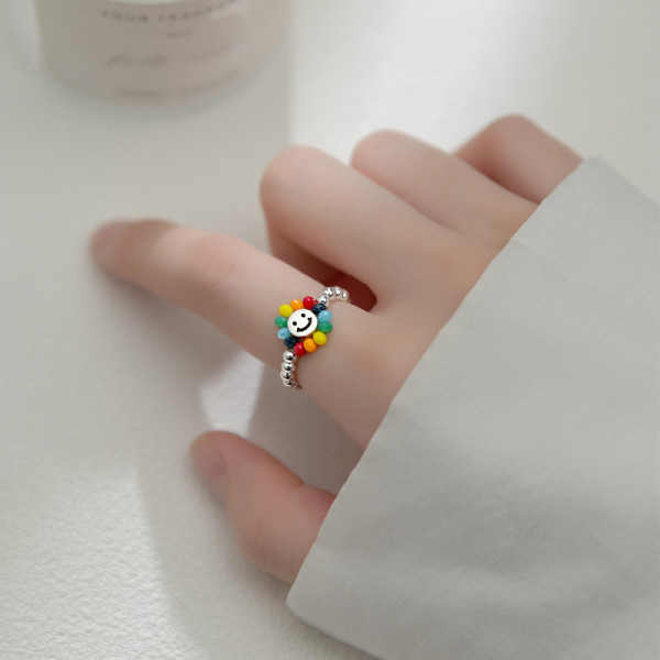 A35055 s925 sterling silver sweet smile expressions flower ring