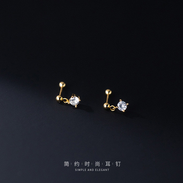 A33841 s925 sterling silver simple trendy rhinestone chic earrings