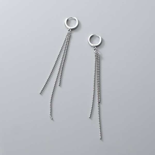 A35508 s925 sterling silver tassel simple long chic fashion earrings
