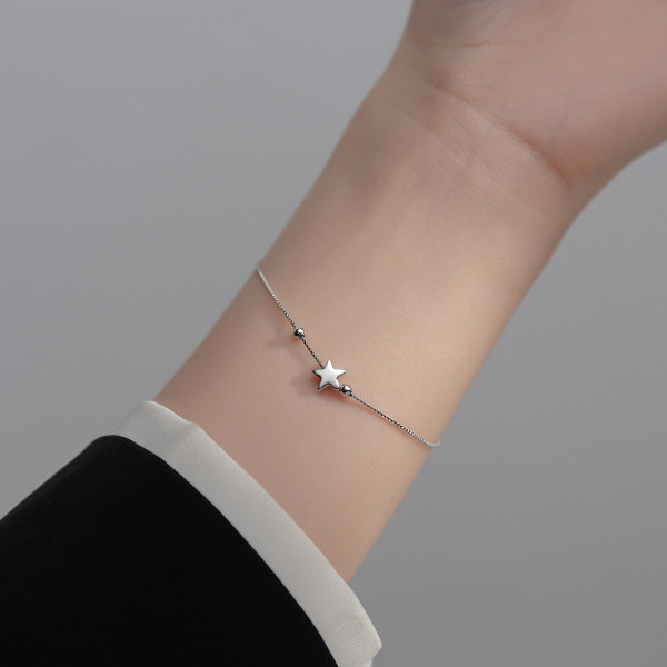 A36066 s925 sterling silver stars charm bracelet
