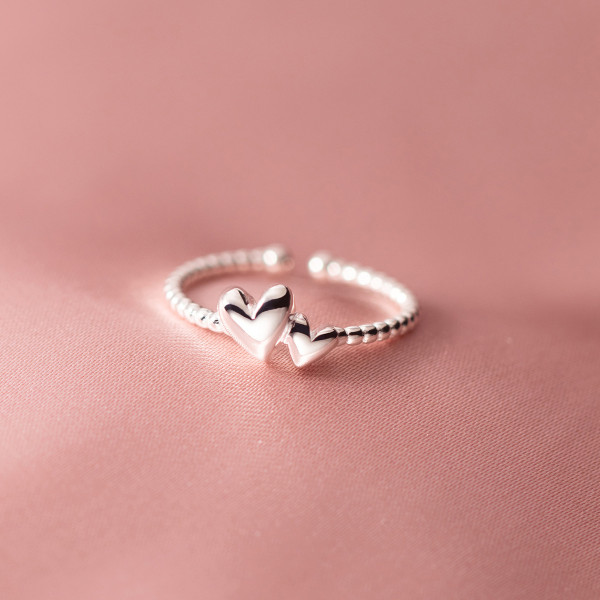 A36983 s925 sterling silver big heart twist ring