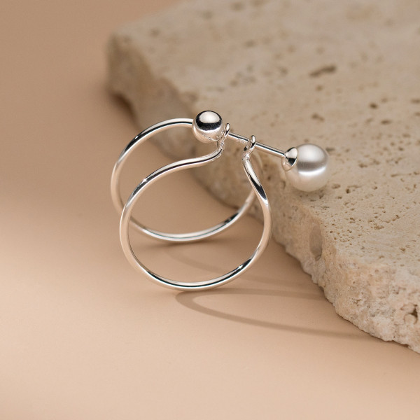 A40956 sterling silver artificial pearl double layer trendy ring