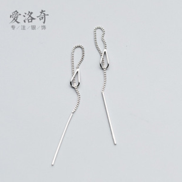 A40653 s925 silver simple string unique long fashion dangle earrings