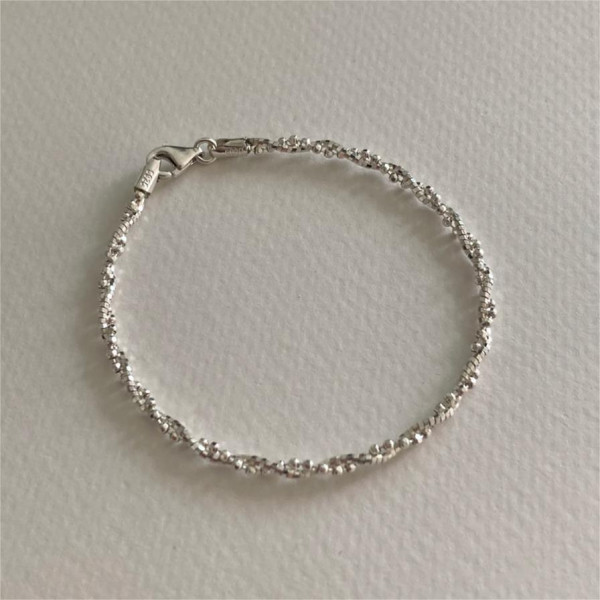A40001 sterling silver bead simple bar charm bracelet