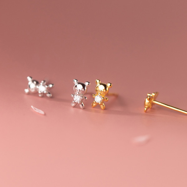 A36676 s925 sterling silver cute bear earrings