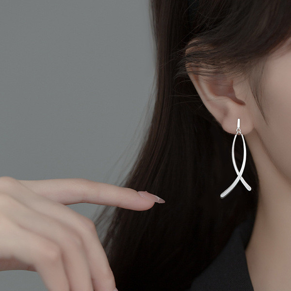 A34761 s925 sterling silver simple earrings