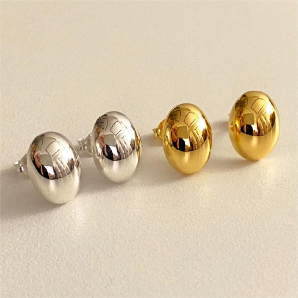 A39422 sterling silver oval stud heart simple fashion earrings