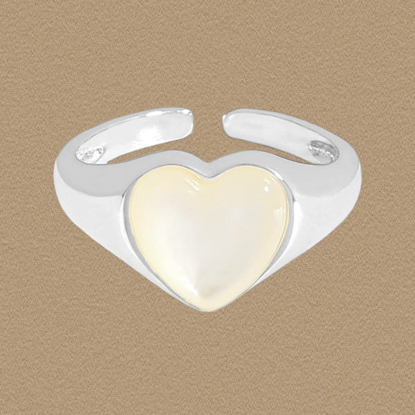 A43953 heart shell adjustable sterling silver s925 ring